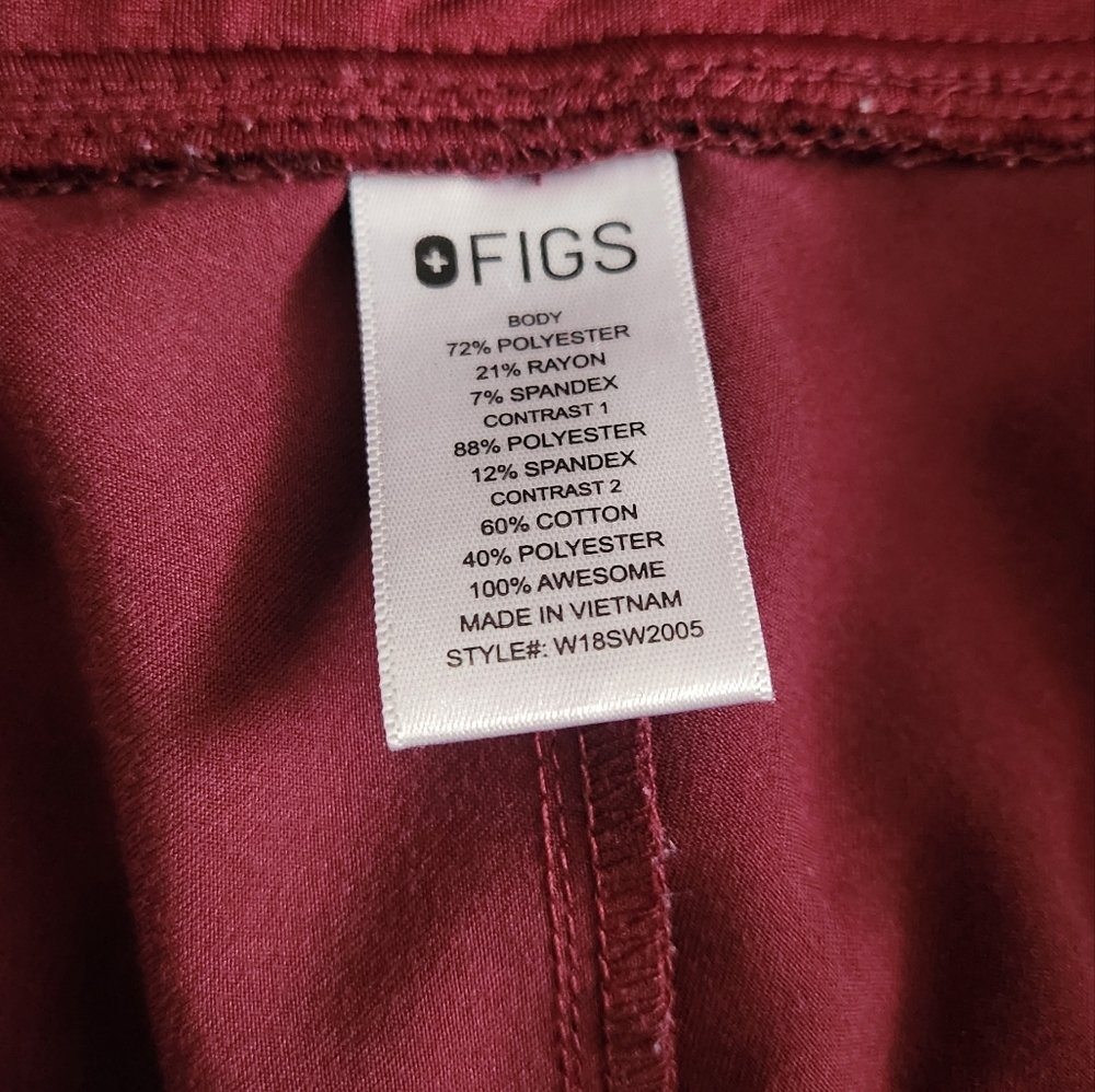 FIGS burgundy red rafeala scrub top (lrg) & zamora joggers (2XL) Matching Set! - Picture 5 of 11